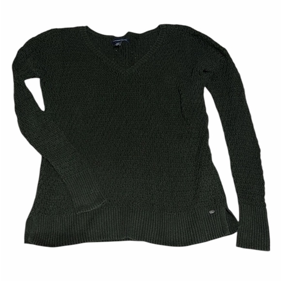 American Eagle Outfitters knit Dark Green V-Neck Sweater - Picture 1 of 4